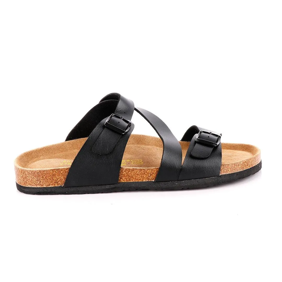 BigBrave 'Birkenstock' Salina Double Buckle Sandal Slippers - Black