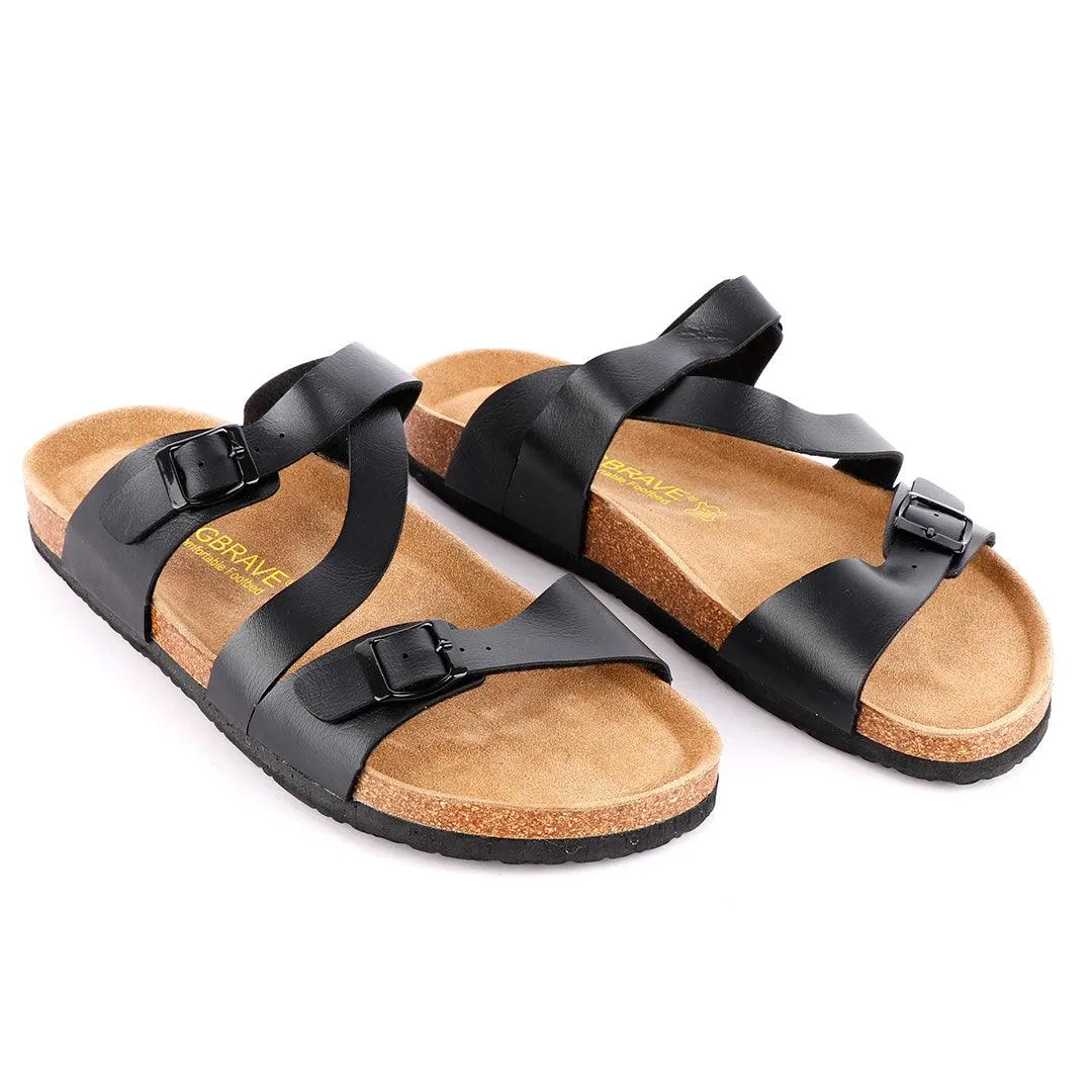 BigBrave 'Birkenstock' Salina Double Buckle Sandal Slippers - Black
