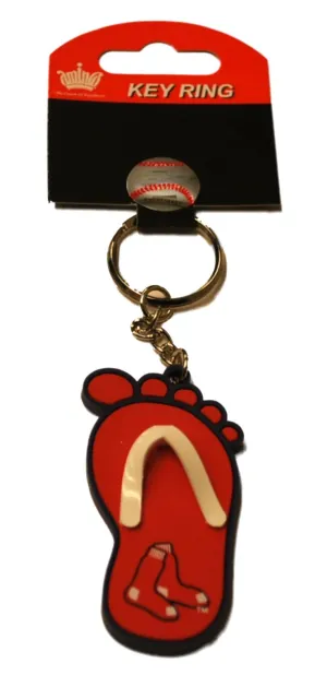 Boston Red Sox Aminco Inc. Red Blue Flip Flop Foot Key Ring Keychain