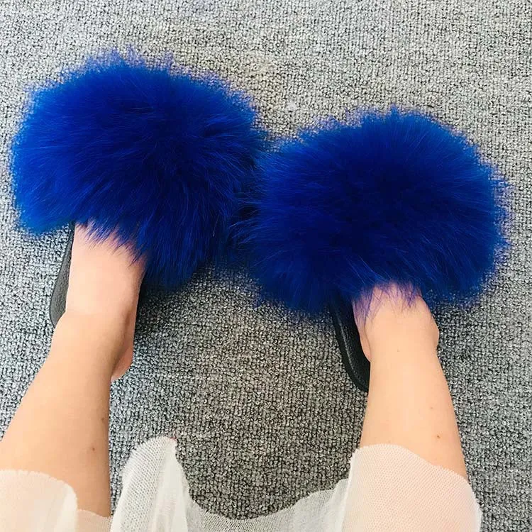 Fluffy Faux-Fur Slippers for Women