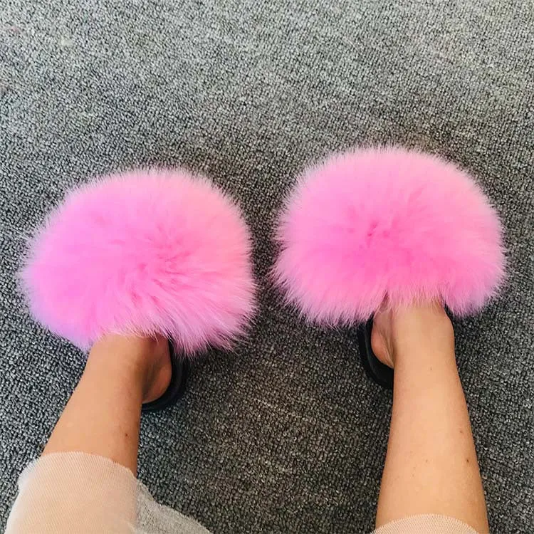 Fluffy Faux-Fur Slippers for Women