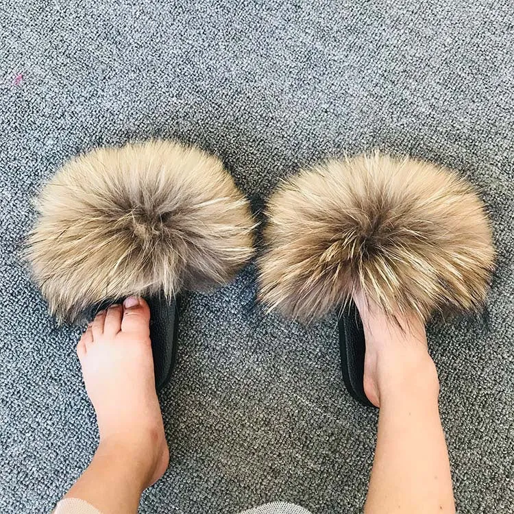 Fluffy Faux-Fur Slippers for Women