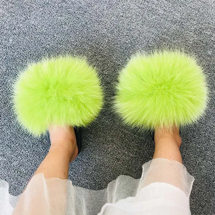 Fluffy Faux-Fur Slippers for Women