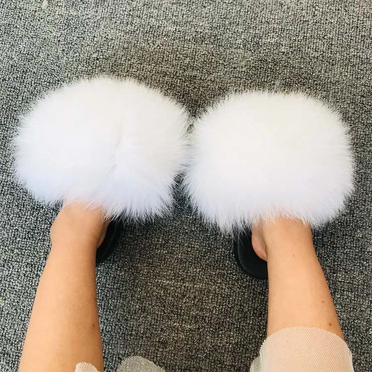 Fluffy Faux-Fur Slippers for Women