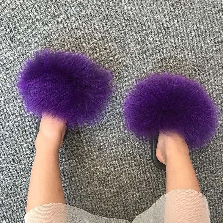 Fluffy Faux-Fur Slippers for Women