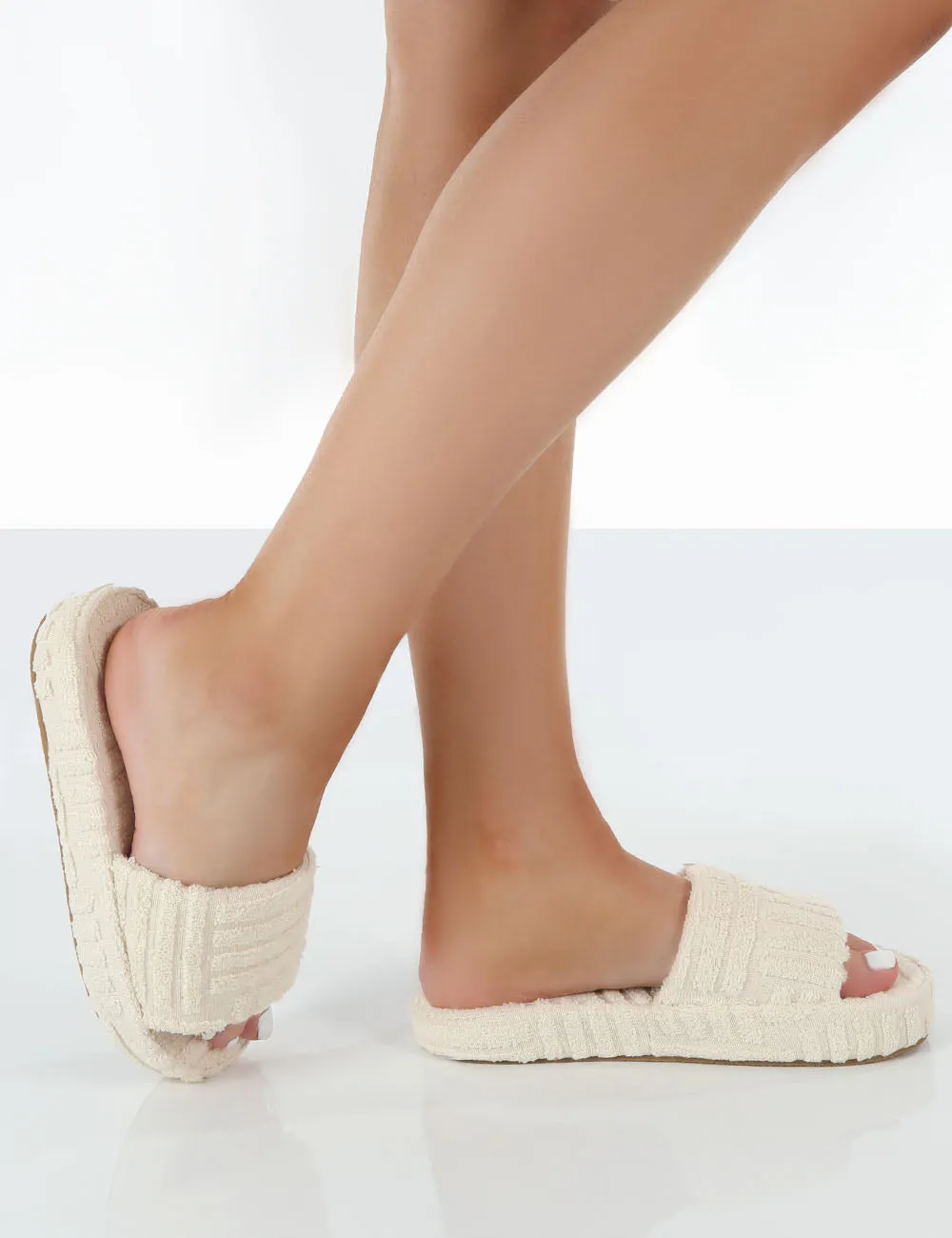Juicy Ecru Terry Towelling Slider Slippers