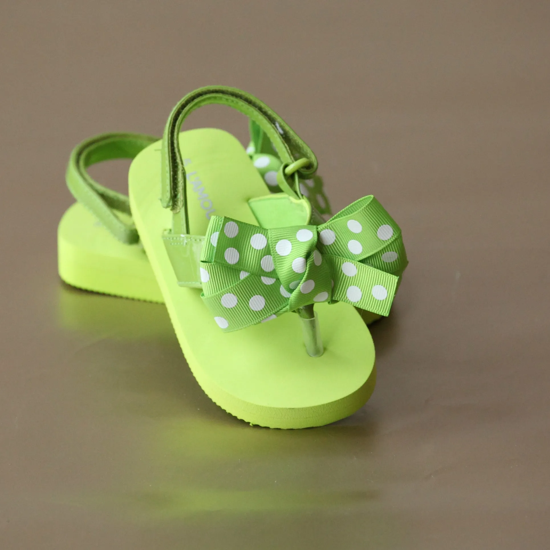 L'Amour Girls Polka Dot Bow Flip Flop Sandal