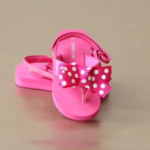 L'Amour Girls Polka Dot Bow Flip Flop Sandal
