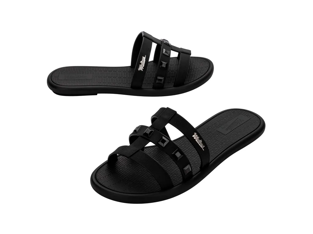 Melissa Sun Atlantis AD Flat Black Slide For Ladies