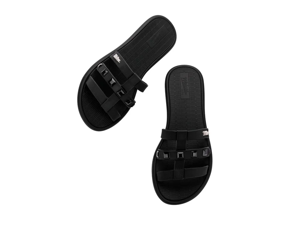 Melissa Sun Atlantis AD Flat Black Slide For Ladies