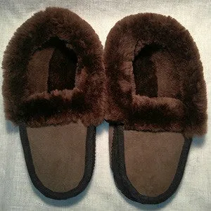 Men's Moccasin Style Sheepskin Slippers