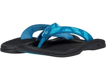 Olukai Ohana Women's Sandal in Lehua Flower/Onyx, White/Hua, Sea Glass & White