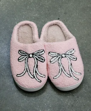 Pink Bow Slippers
